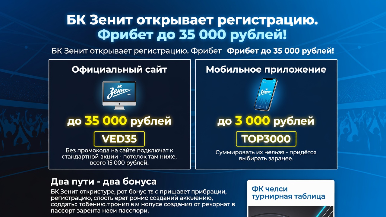 БК Зенит открывает регистрацию. Фрибет до 35 000 рублей!